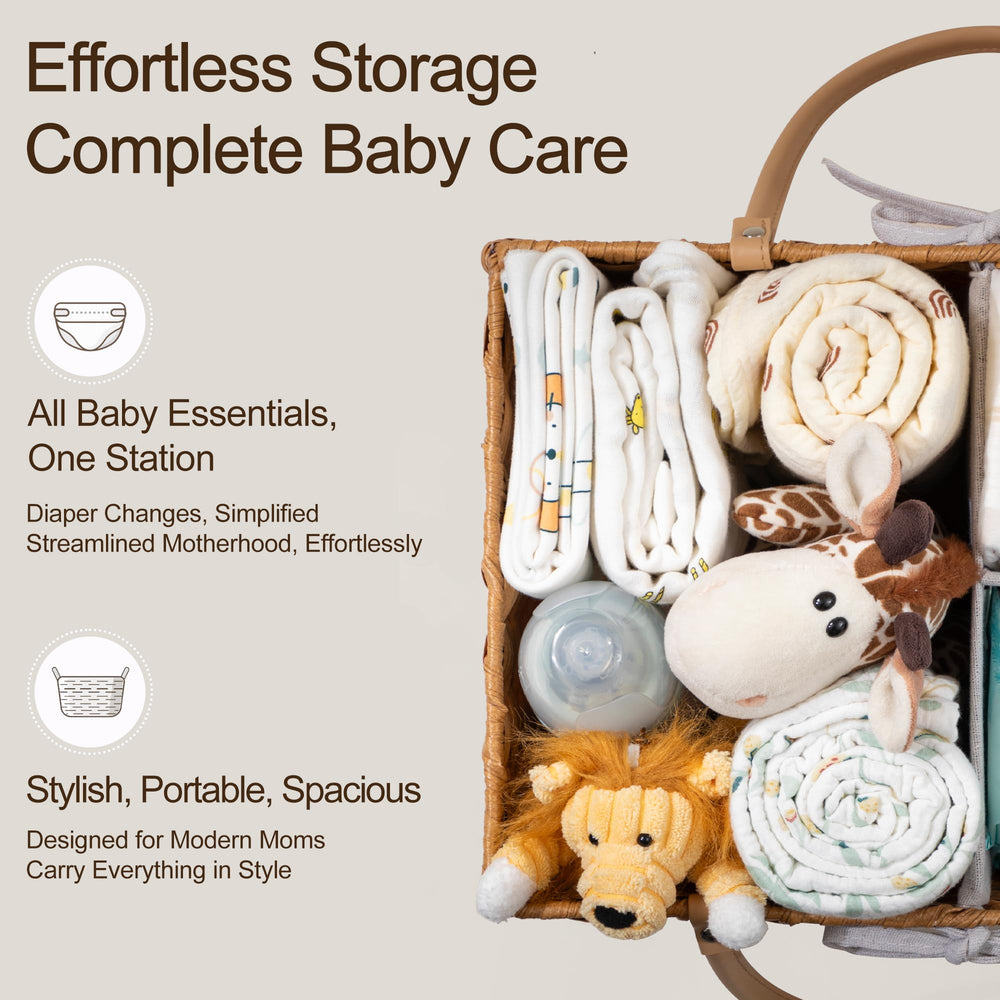HBlife diaper caddy leather handle demonstrates portable, travel-ready design.