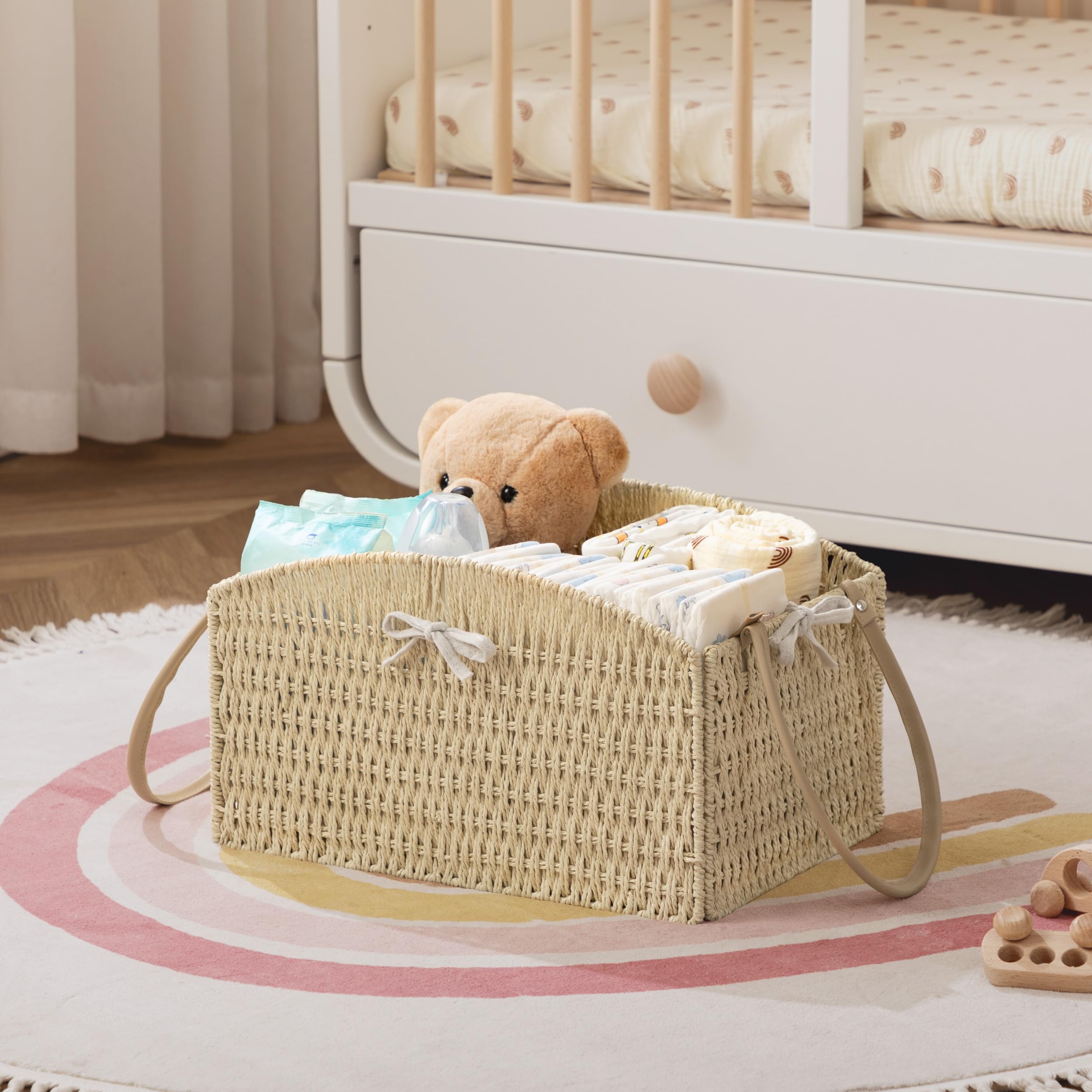 HBlife diaper caddy lightweight with handle for travel and on-the-go storage