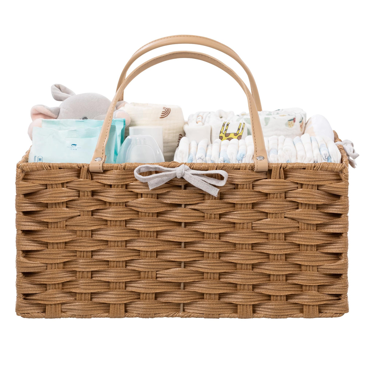 HBlife diaper caddy main basket, spacious interior, keeps diapers and wipes organized.