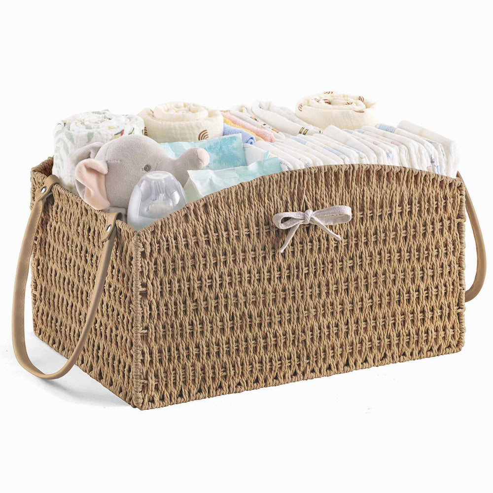 HBlife diaper caddy organizer front view highlighting curved design for easy access