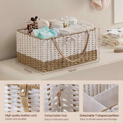 HBlife Diaper Caddy Organizer leather handles detachable for compact storage and travel convenience.
