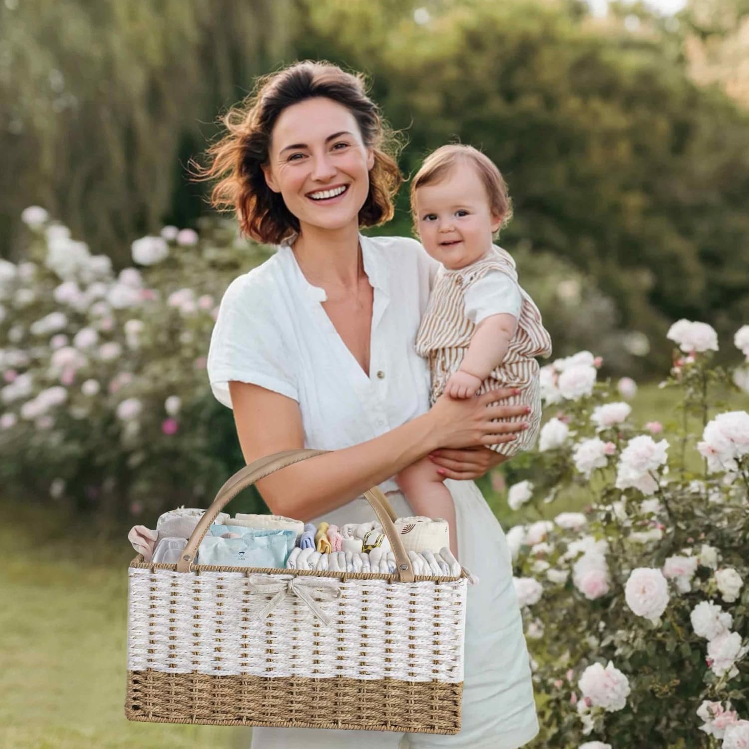 HBlife Diaper Caddy Organizer lightweight design and portable handle for on-the-go essentials.