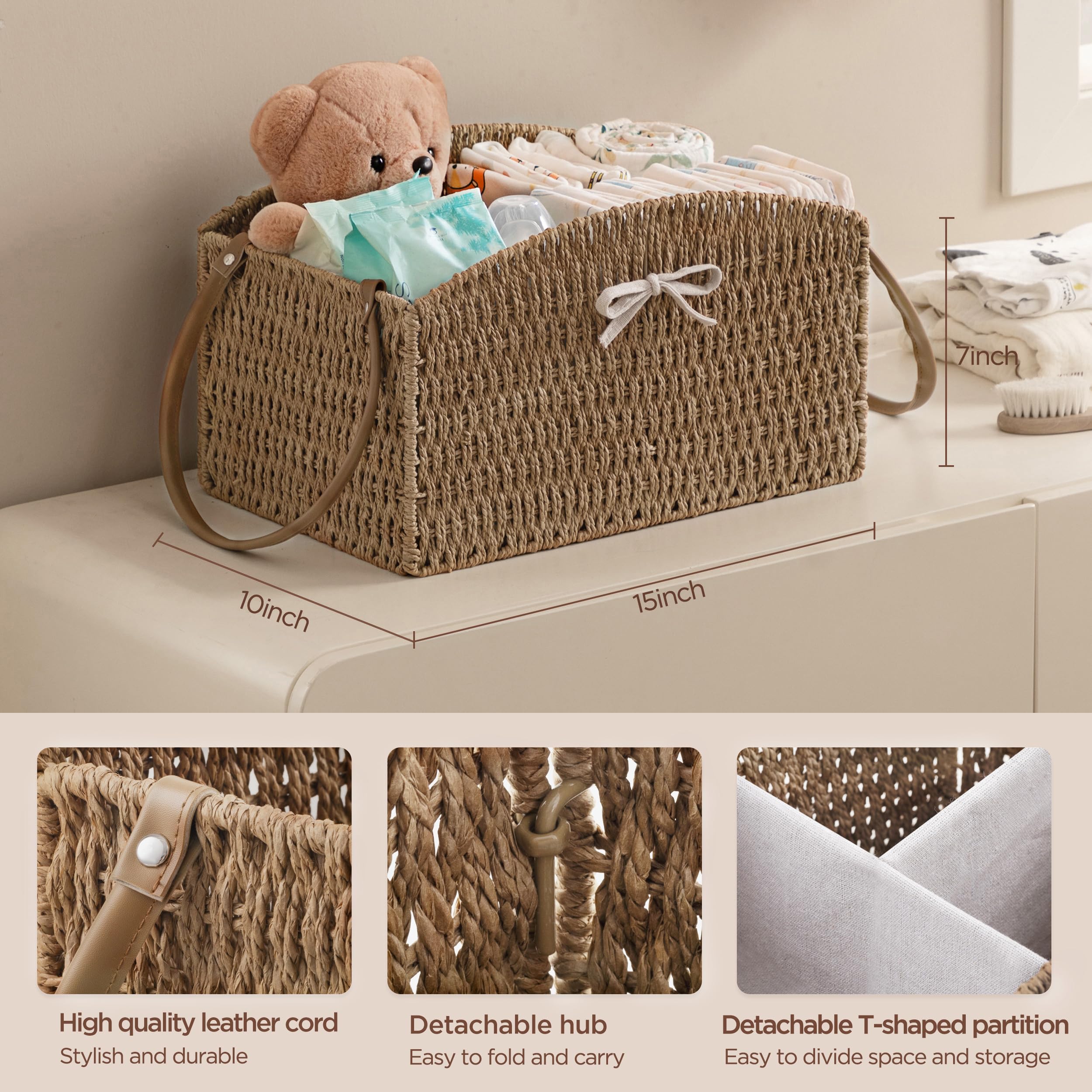 HBlife diaper caddy organizer with removable compartments for customizable storage
