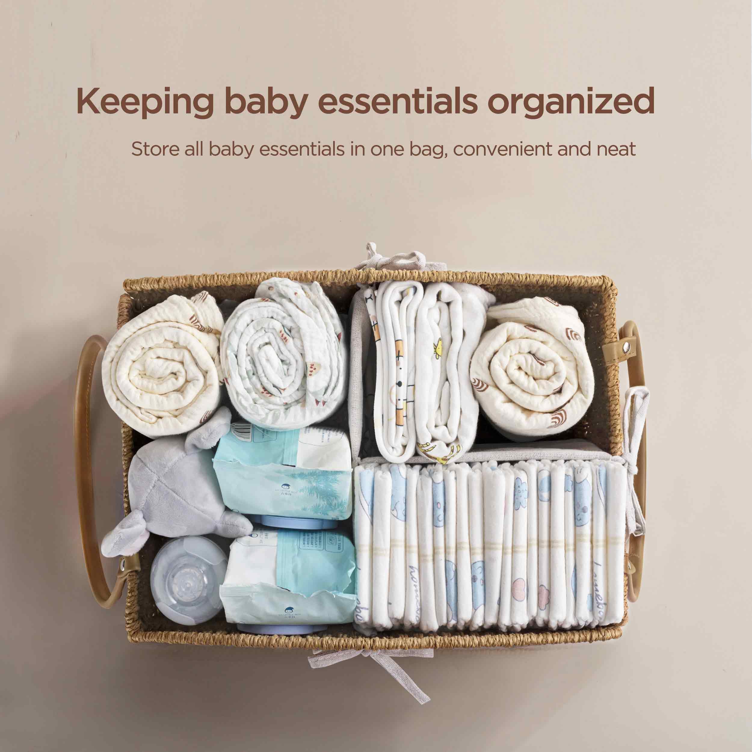 HBlife diaper caddy organizer side view showing compact footprint for bedside use