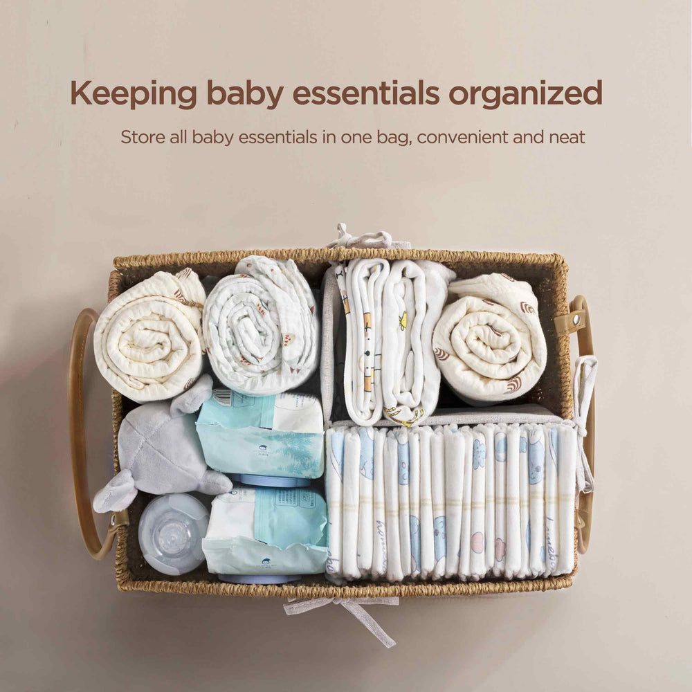 HBlife diaper caddy organizer side view showing compact footprint for bedside use
