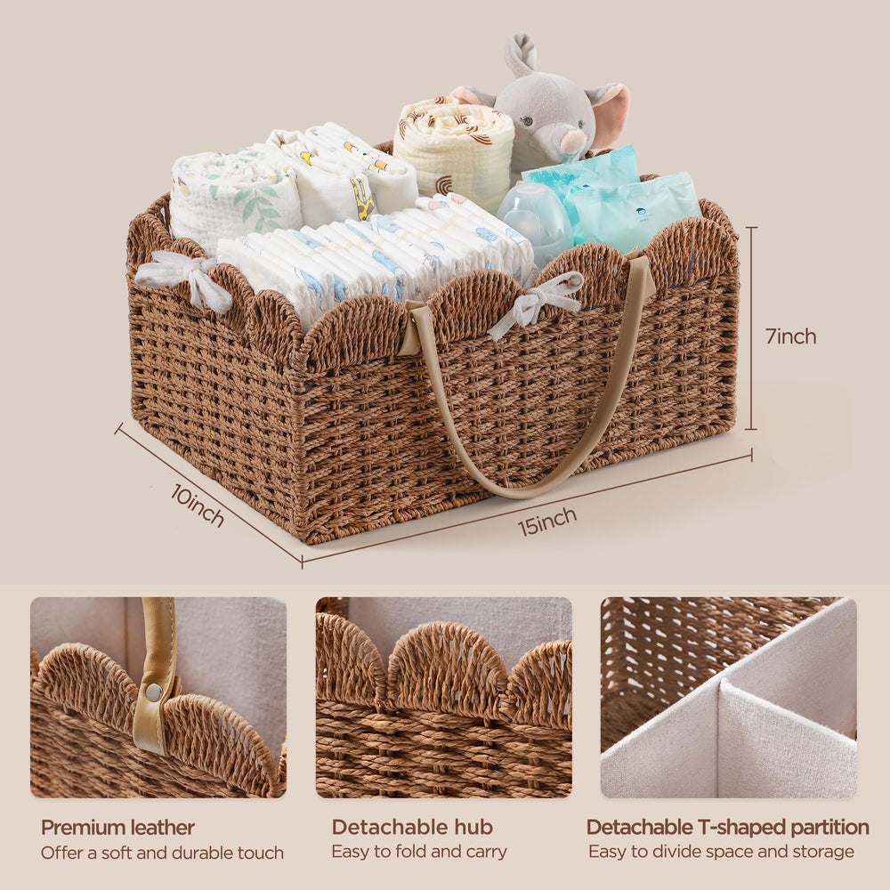 HBlife diaper caddy removable divider keeps essentials neatly separated.