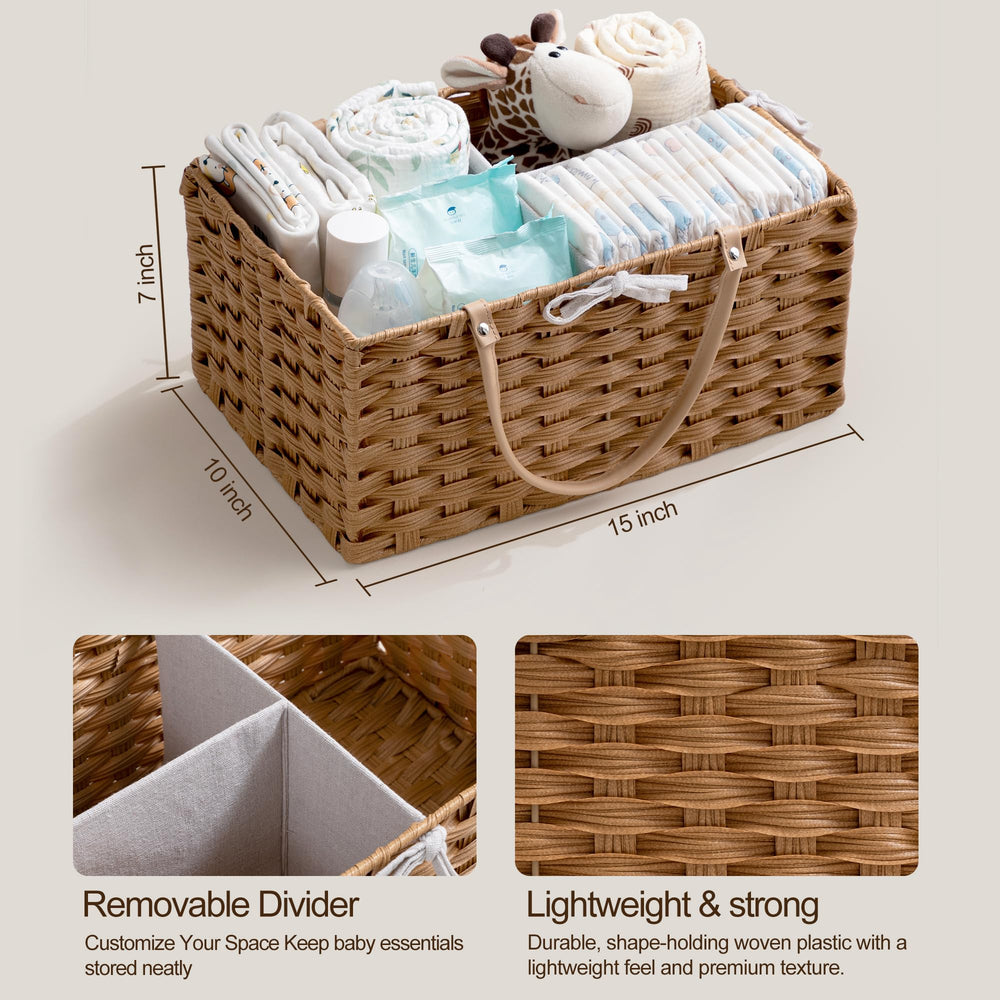HBlife diaper caddy woven texture close-up emphasizes durable, stylish material.