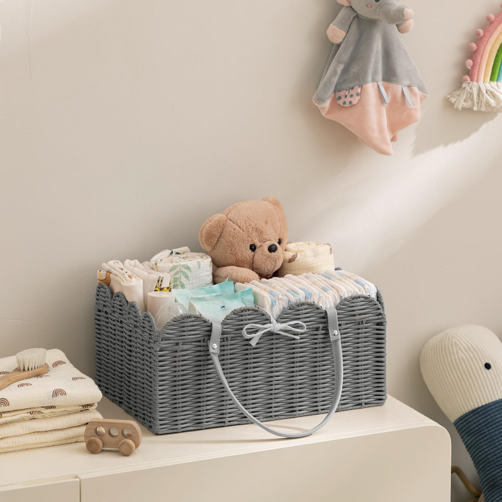 HBlife basket features a leather handle for portable use