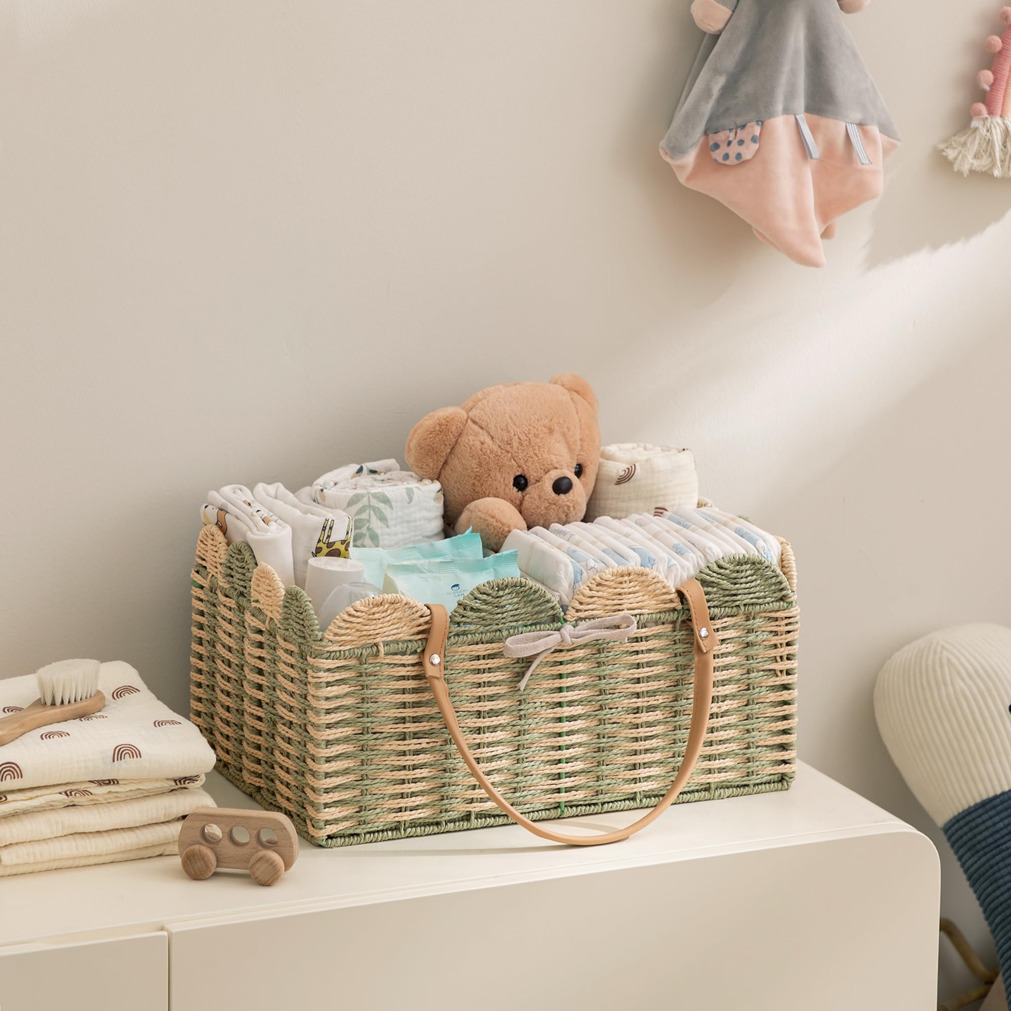 HBlife nursery basket with portable handle for easy carrying at home or on the go.