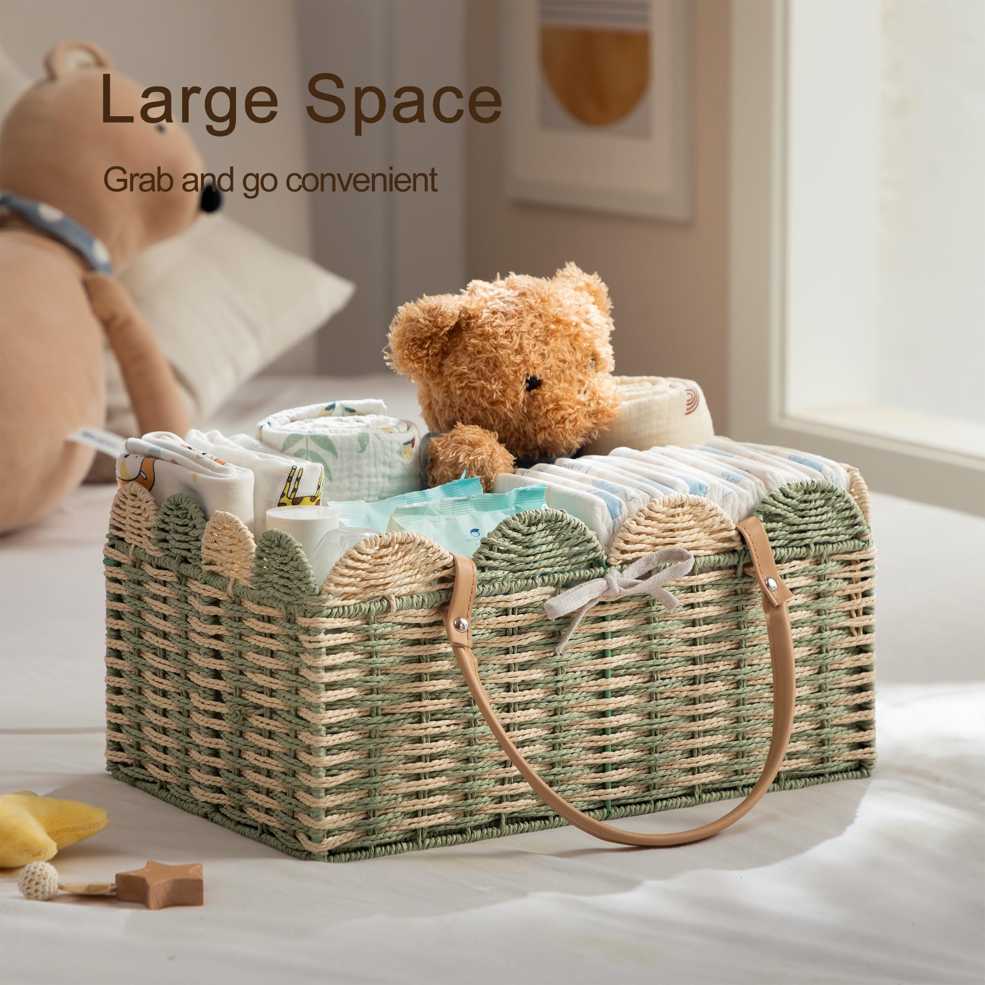 HBlife paper rope nursery basket with removable divider for flexible storage.
