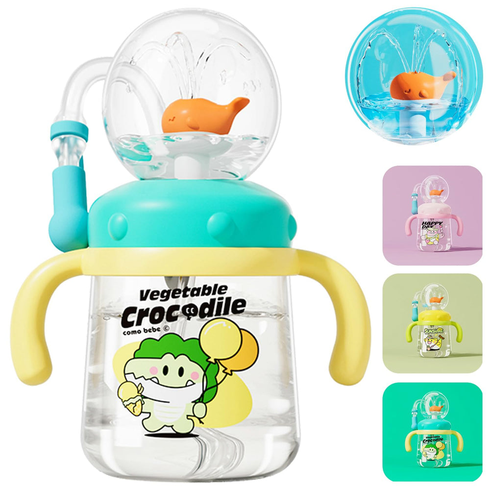 HBSAPKKA Whale Fountain Tumbler with interactive spray for engaging toddler hydration.
