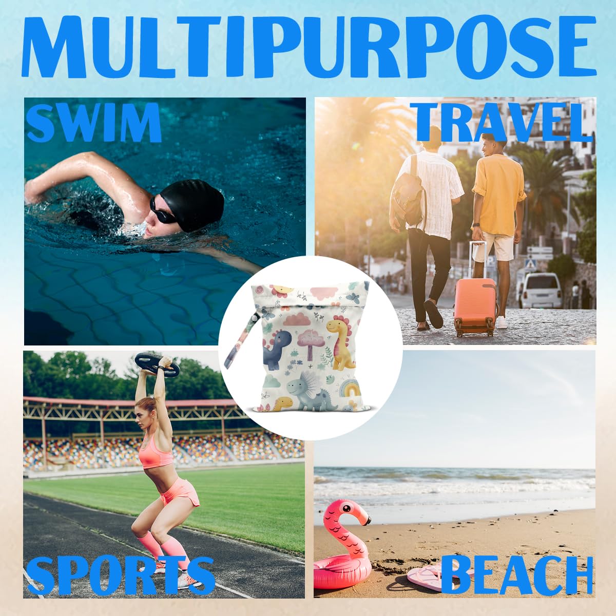 HDHBP multipurpose travel bag for diapers, clothes, and small items.