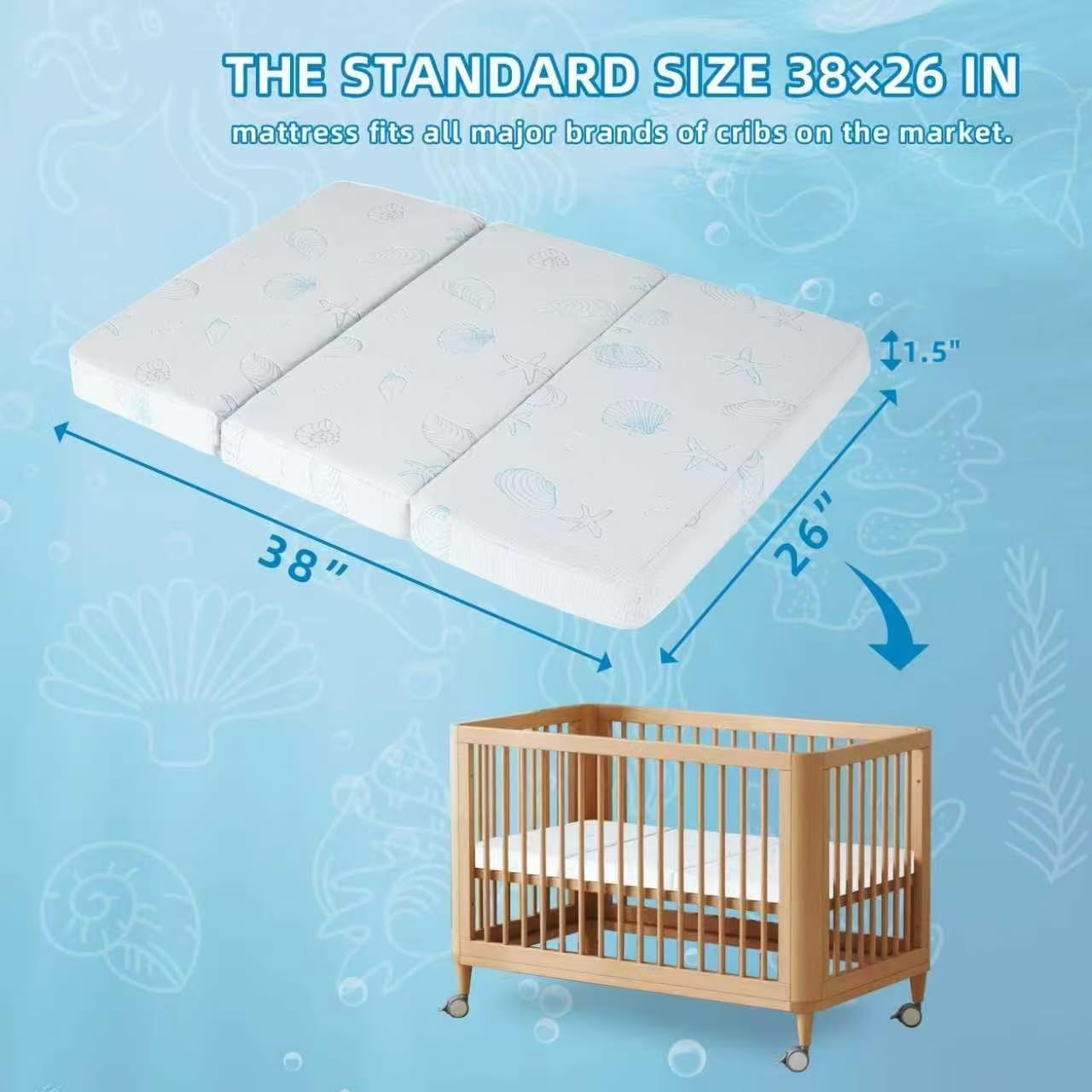HDJOAPS pack-n-play mattress with soft breathable fabric for clean, comfy playtime.