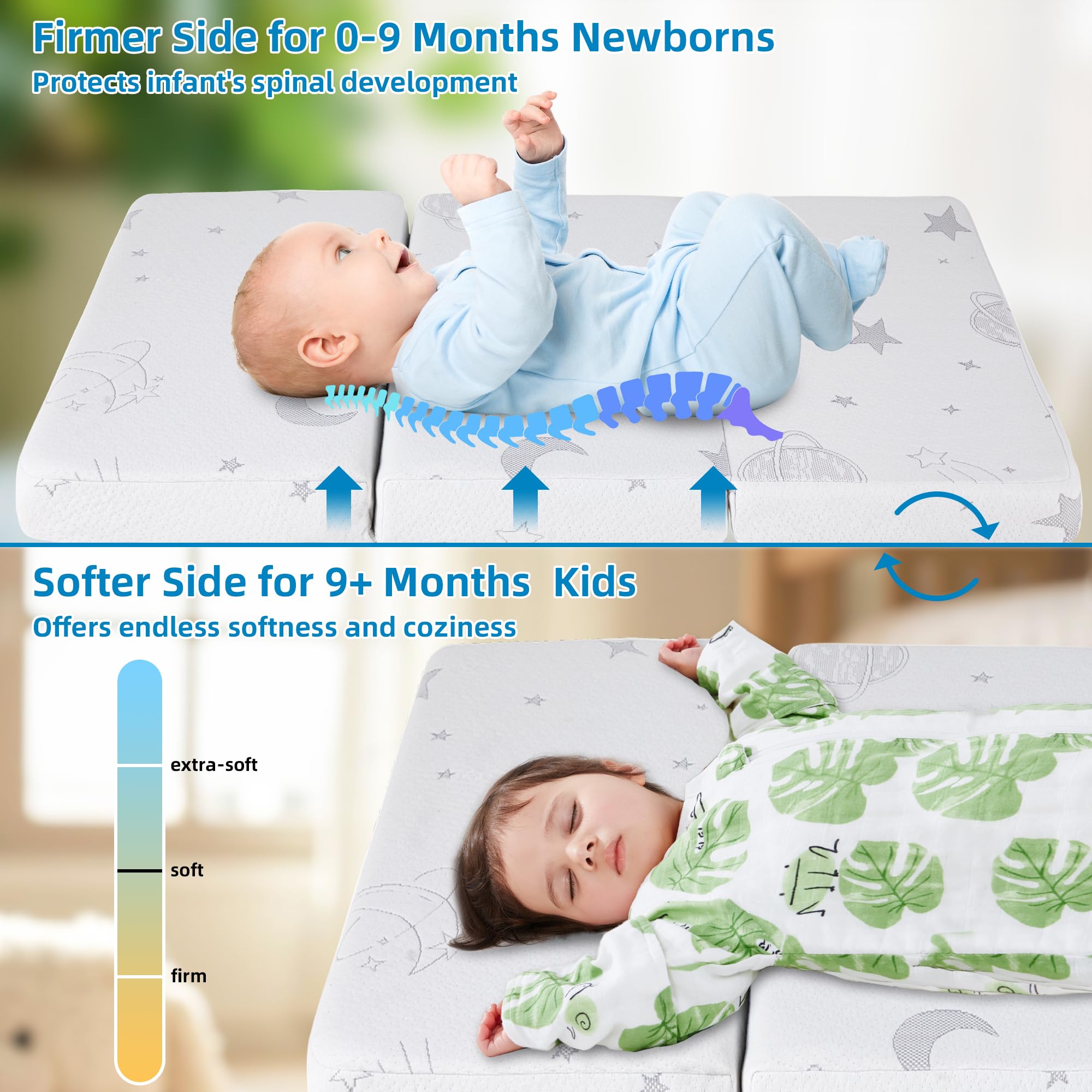 HDJOAPS Premium foam cushions baby for comfortable sleep during naps.