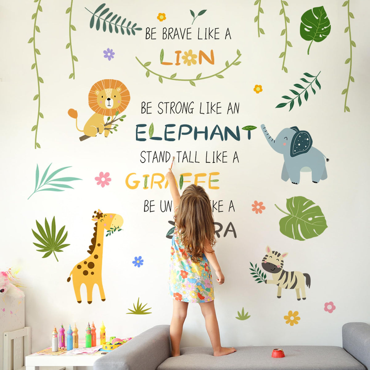 HDKXBEJ Cute Jungle elephant wall sticker for nursery decor, removable and easy to reposition.
