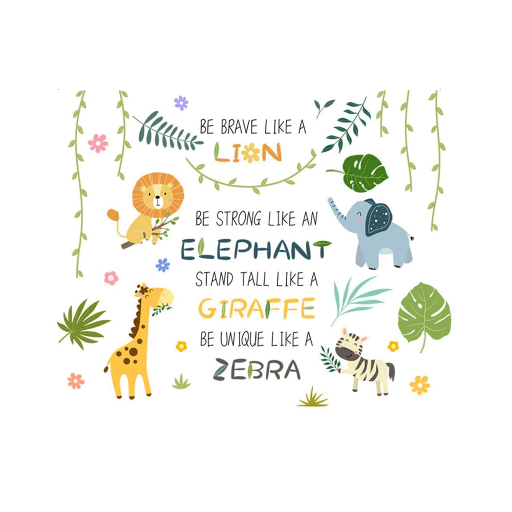 HDKXBEJ Jungle wall scene sticker set helps create a complete room vignette.