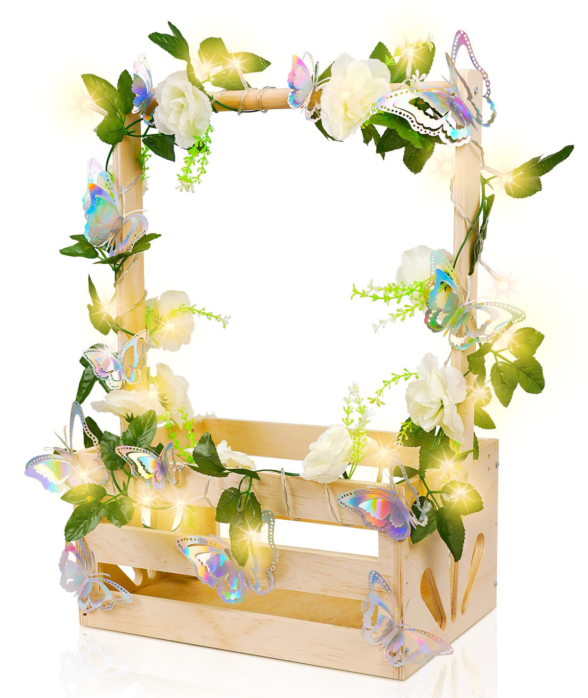 HDUYFYD wooden baby shower crate with storage and natural finish, ideal for gifting.