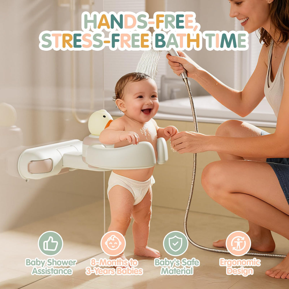 HDUYFYD baby shower stand folds compactly for easy storage in small bathrooms.