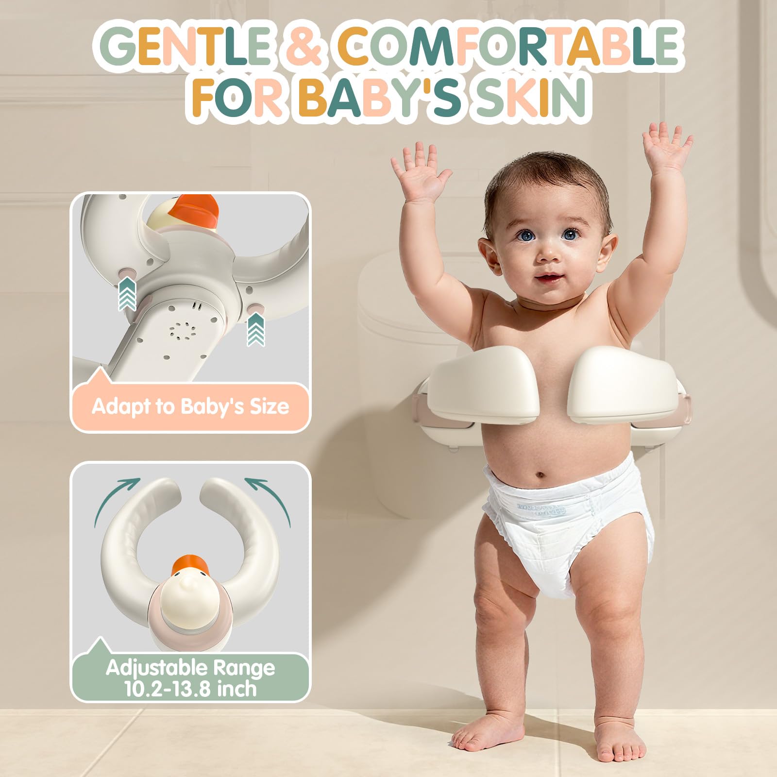 HDUYFYD toddler bath stand with anti-slip padding for stable bath time.