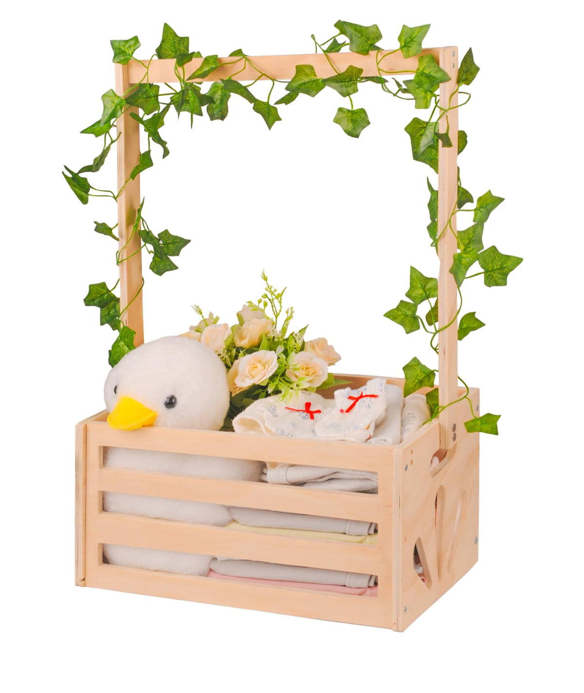 HDUYFYD wooden baby shower crate closet with garland, ideal for elegant gift presentation