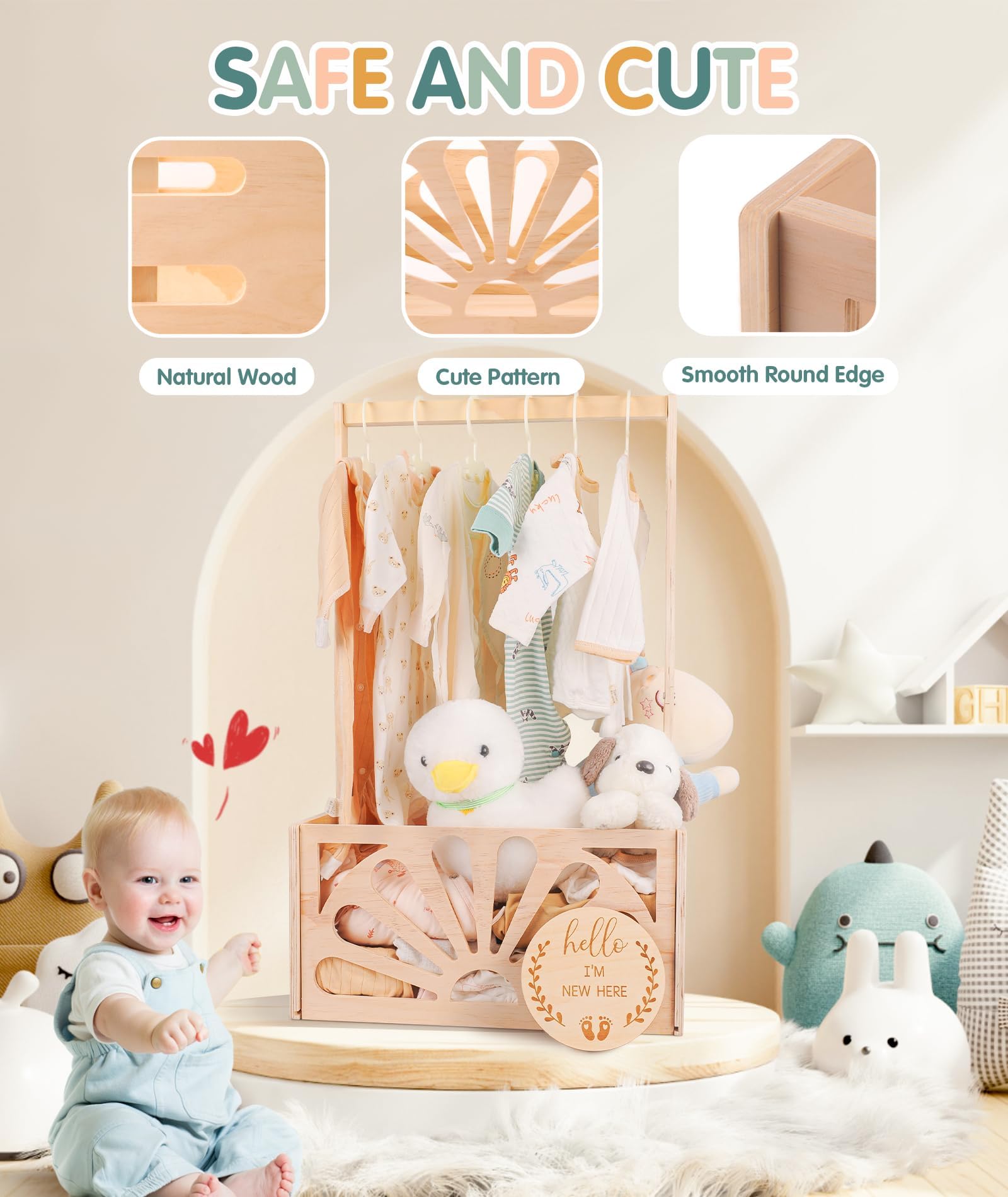 HDUYFYD sturdy natural wood construction with country style for nursery decor