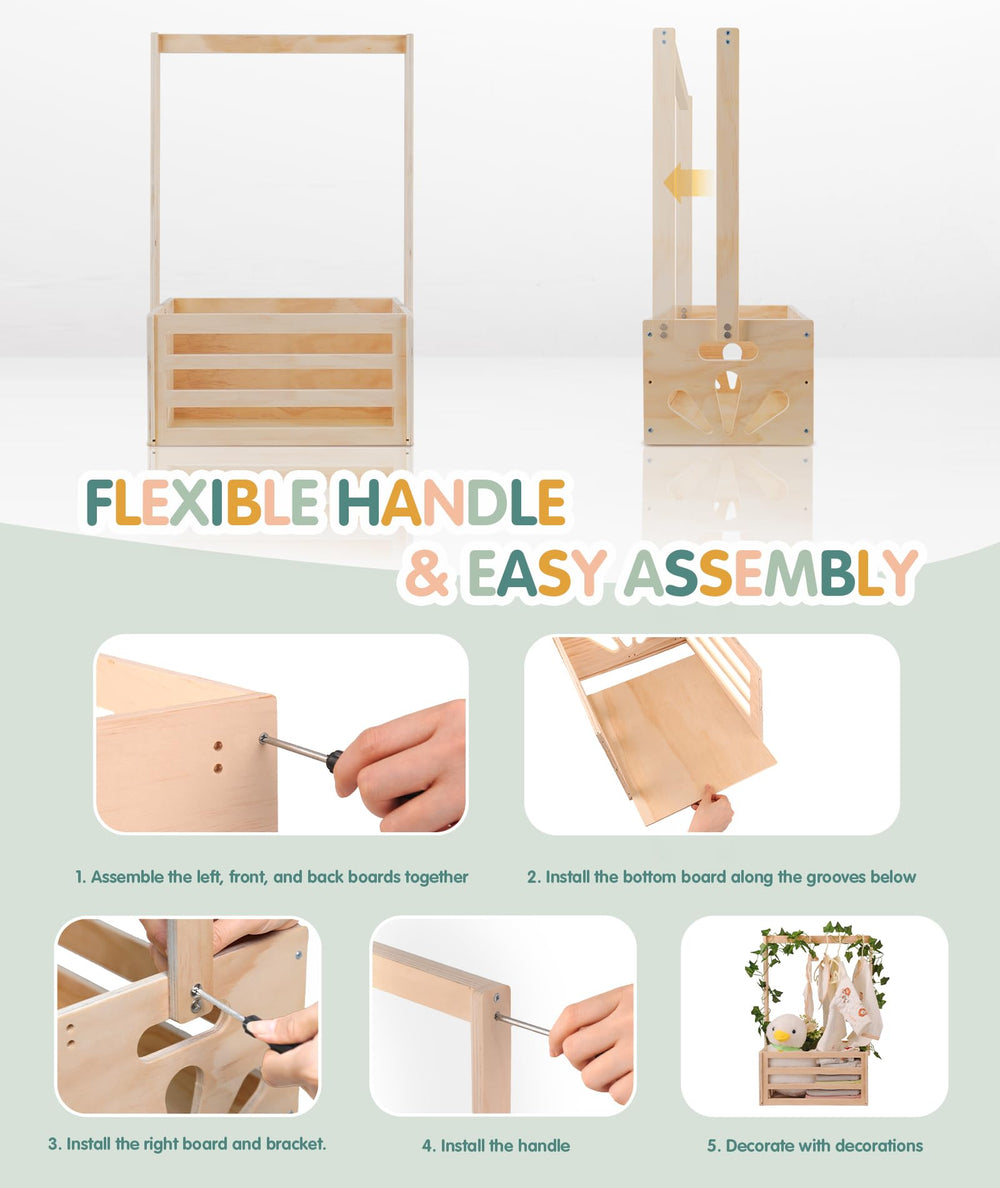 HDUYFYD wooden welcome box with oil finish adds refined texture to a nursery