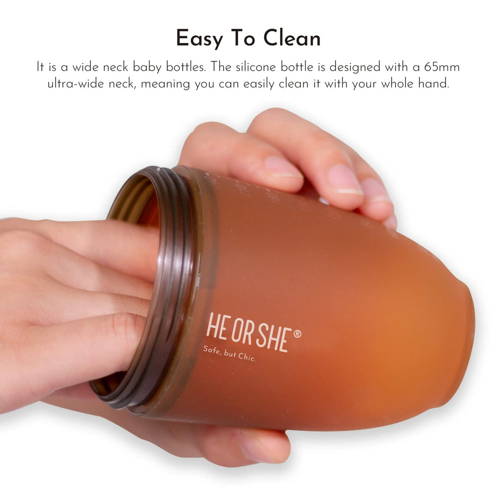 HE OR SHE silicone baby bottle squishy-feeding feel supports natural latch