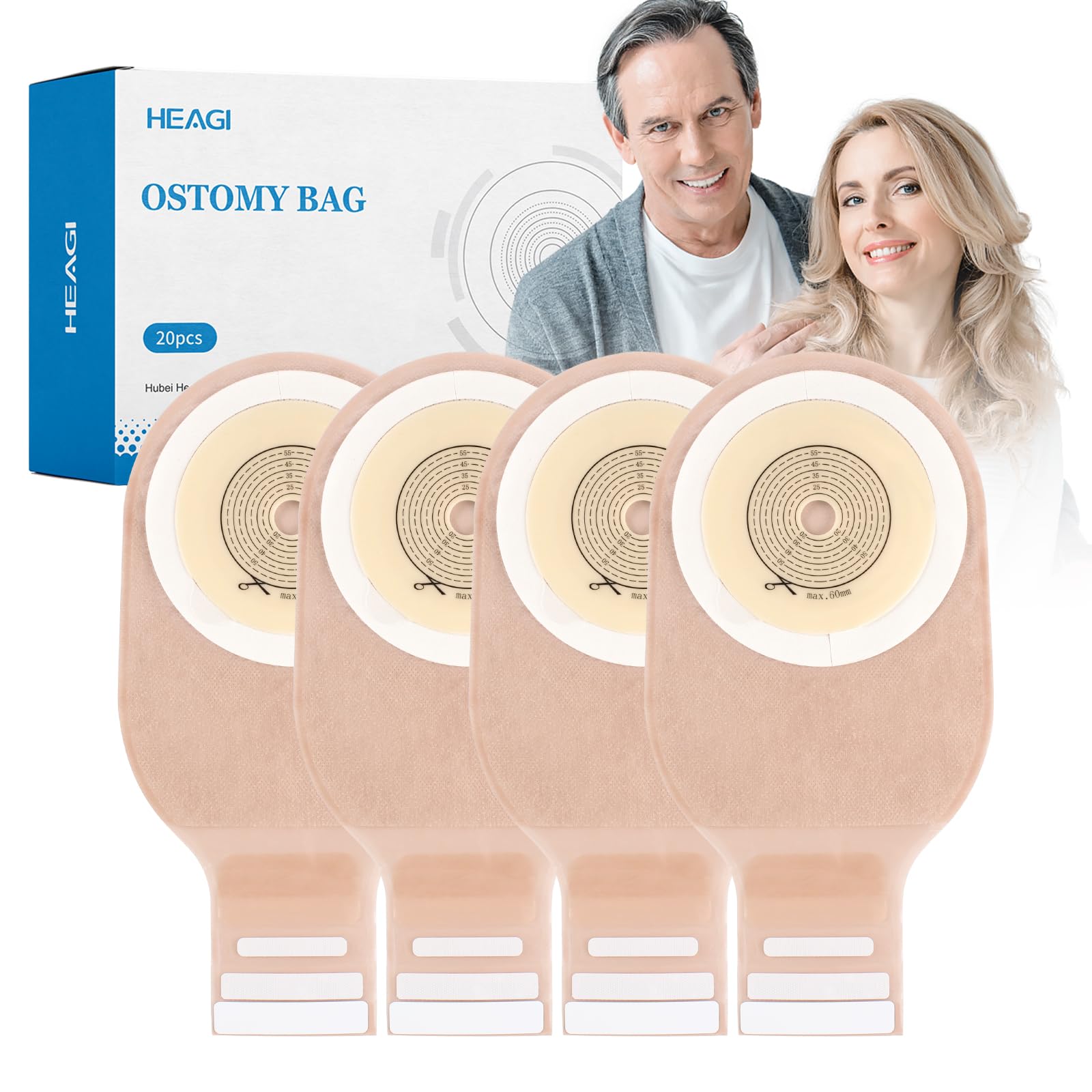 Heagimed colostomy bag with one-piece closure for secure drainage.