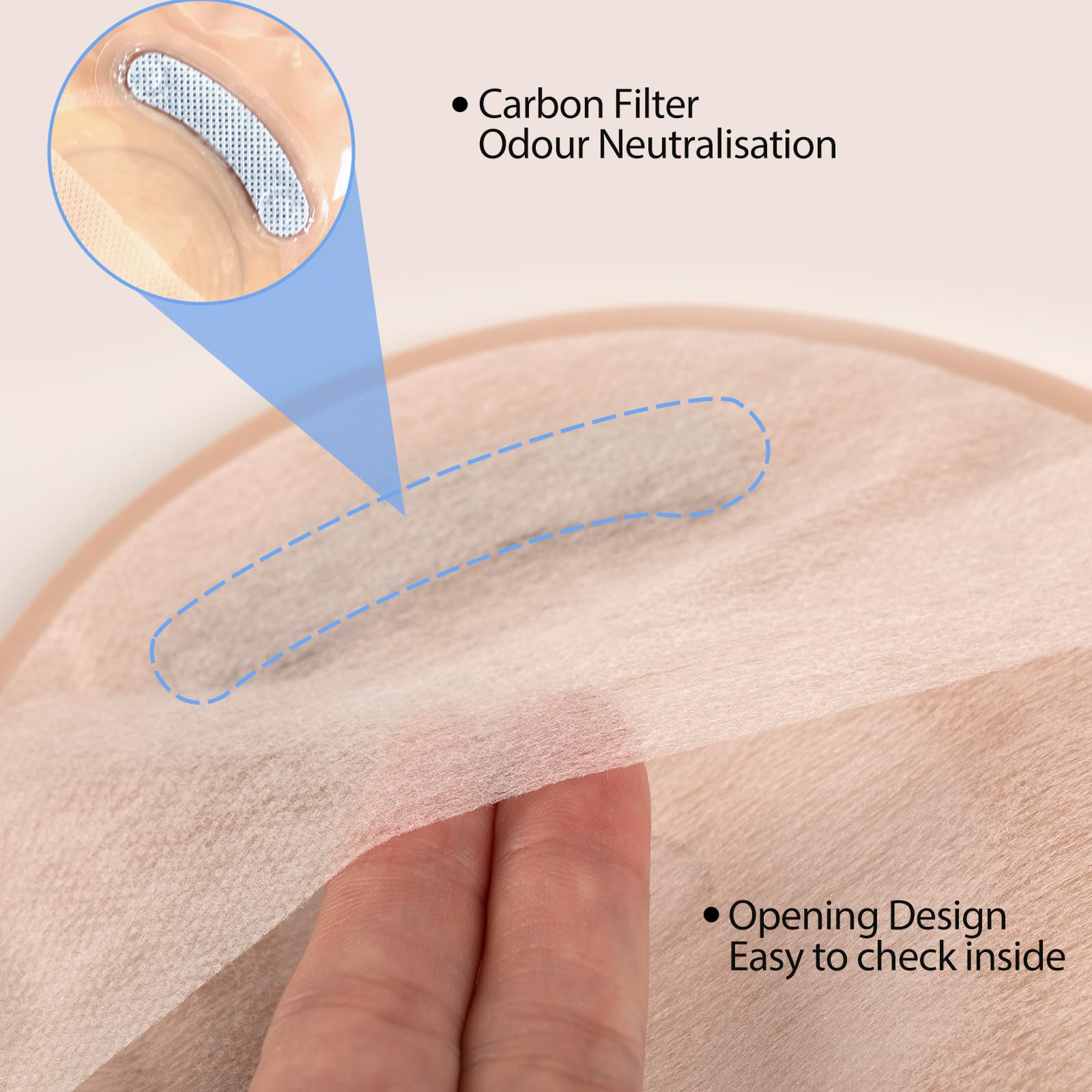 Skin-friendly hydrocolloid wafer minimizes irritation during wear.