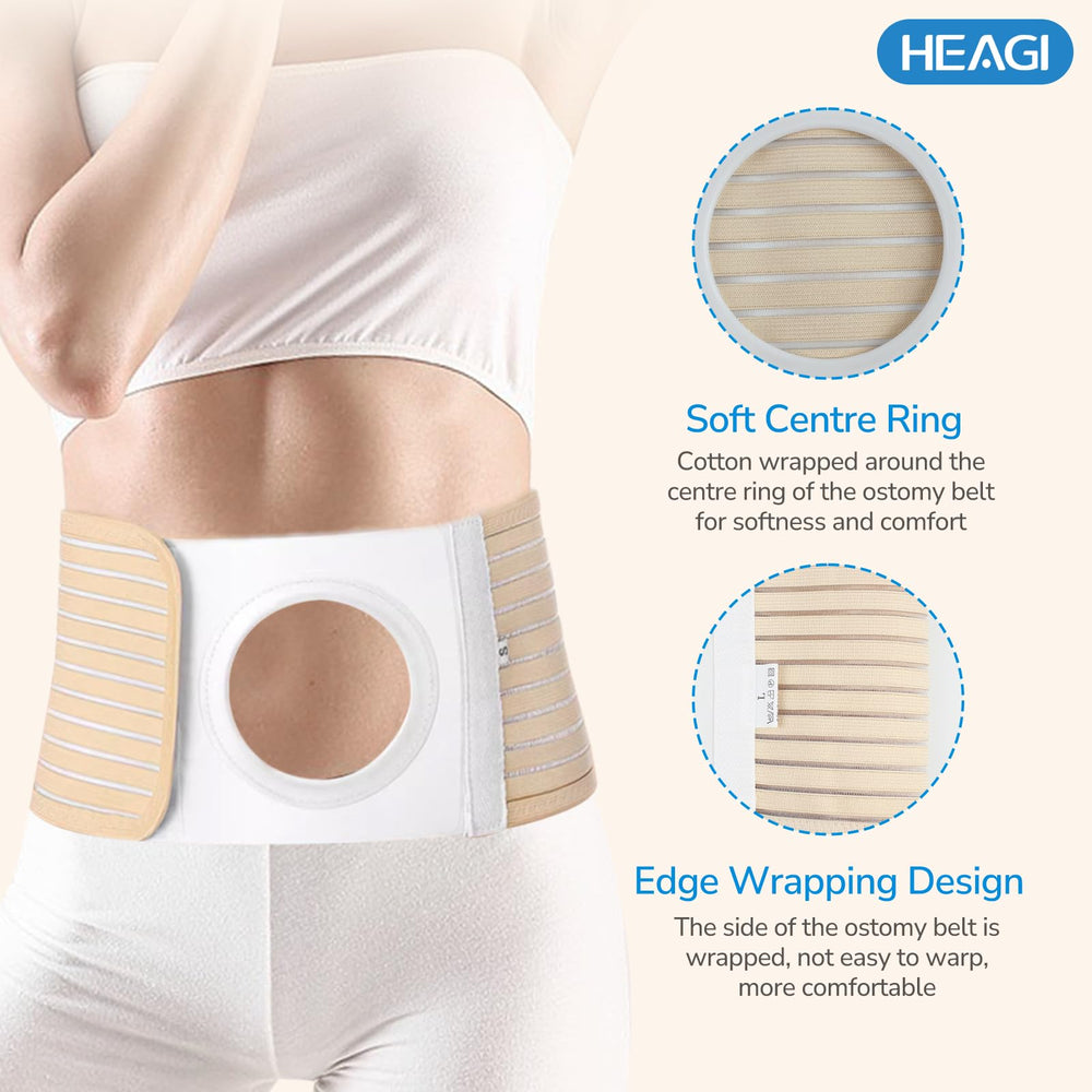 Heagimed ostomy belt reinforces the stoma bag during movement.