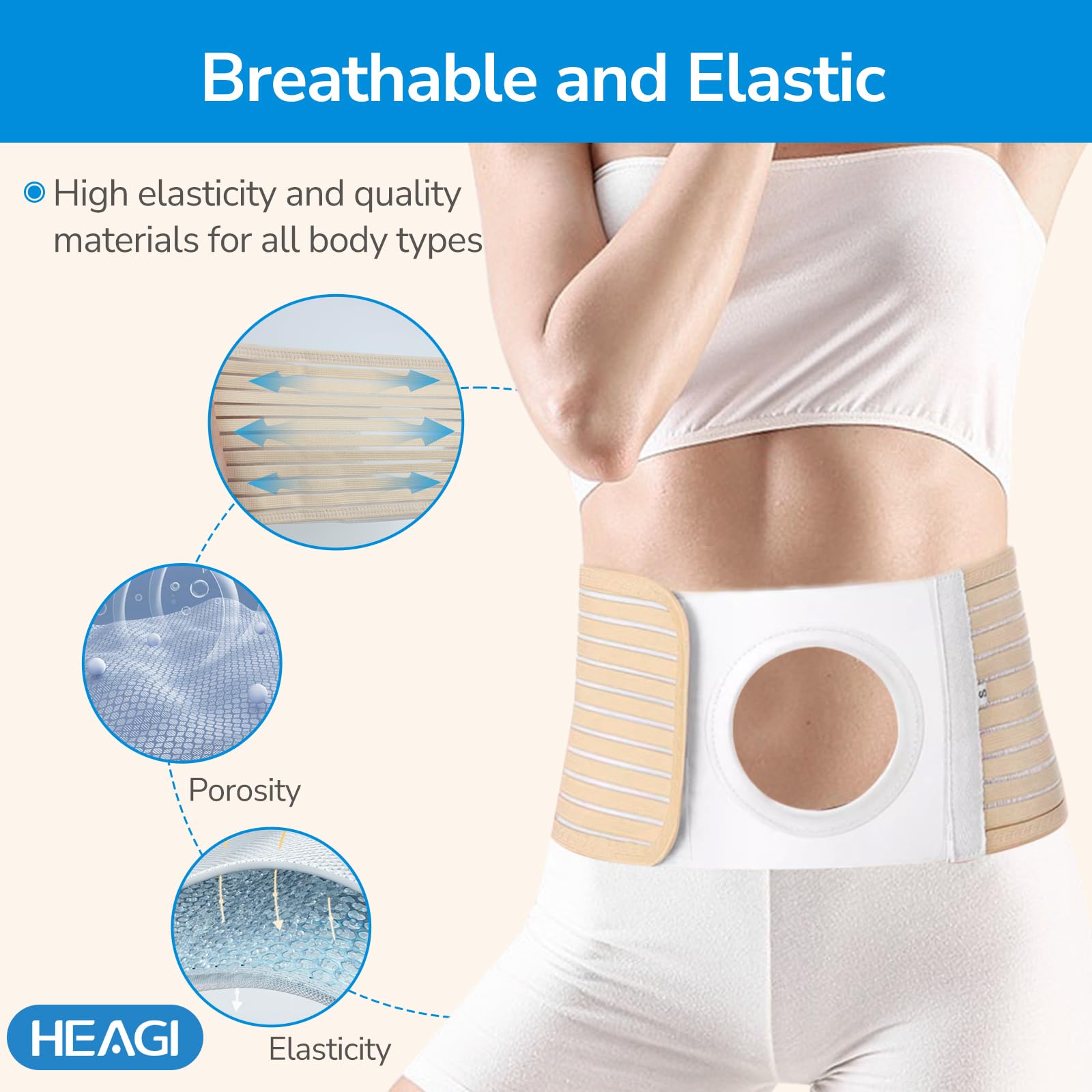 Heagimed ostomy belt worn under clothes for discreet support.