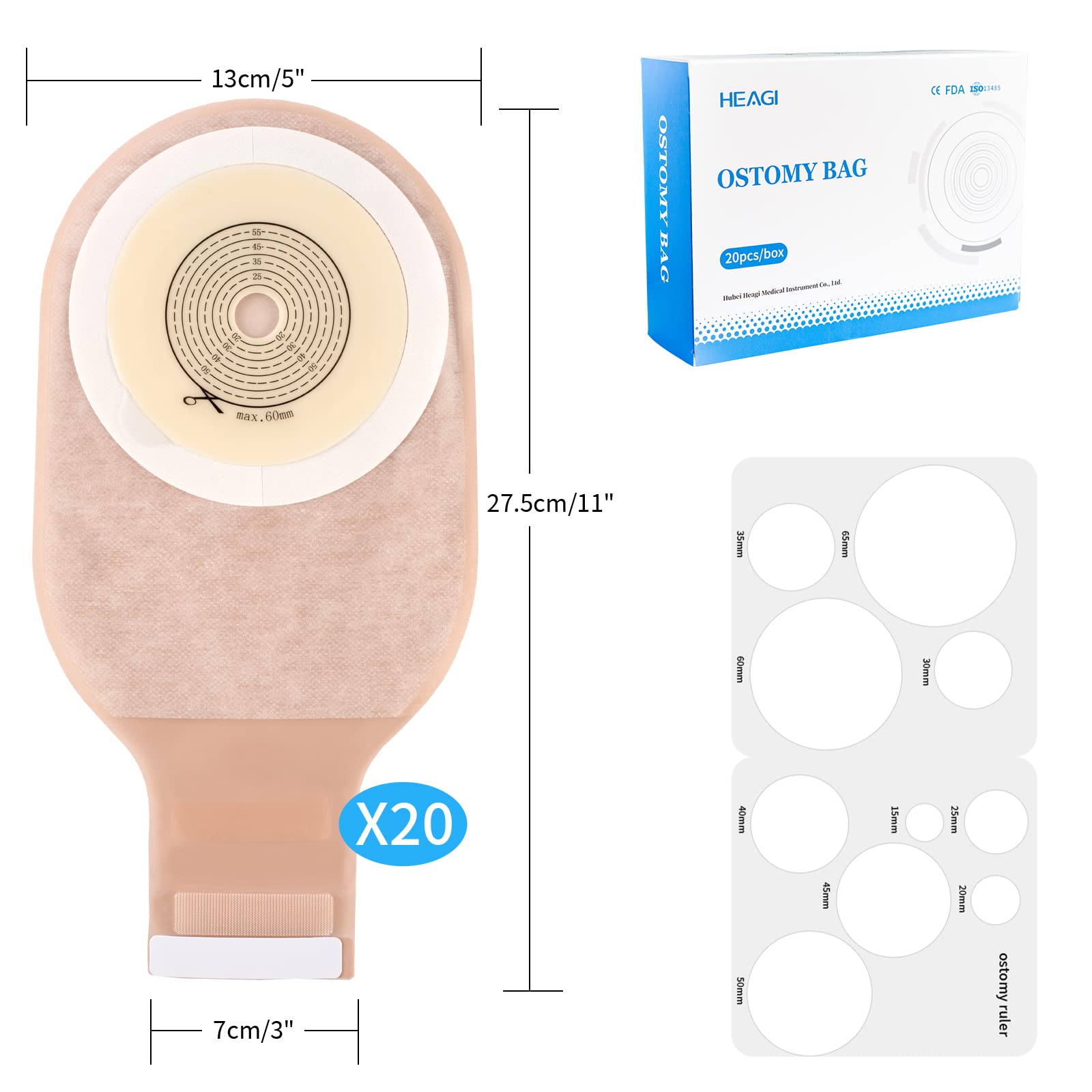 Package includes stoma measurement card and instruction manual for easy setup