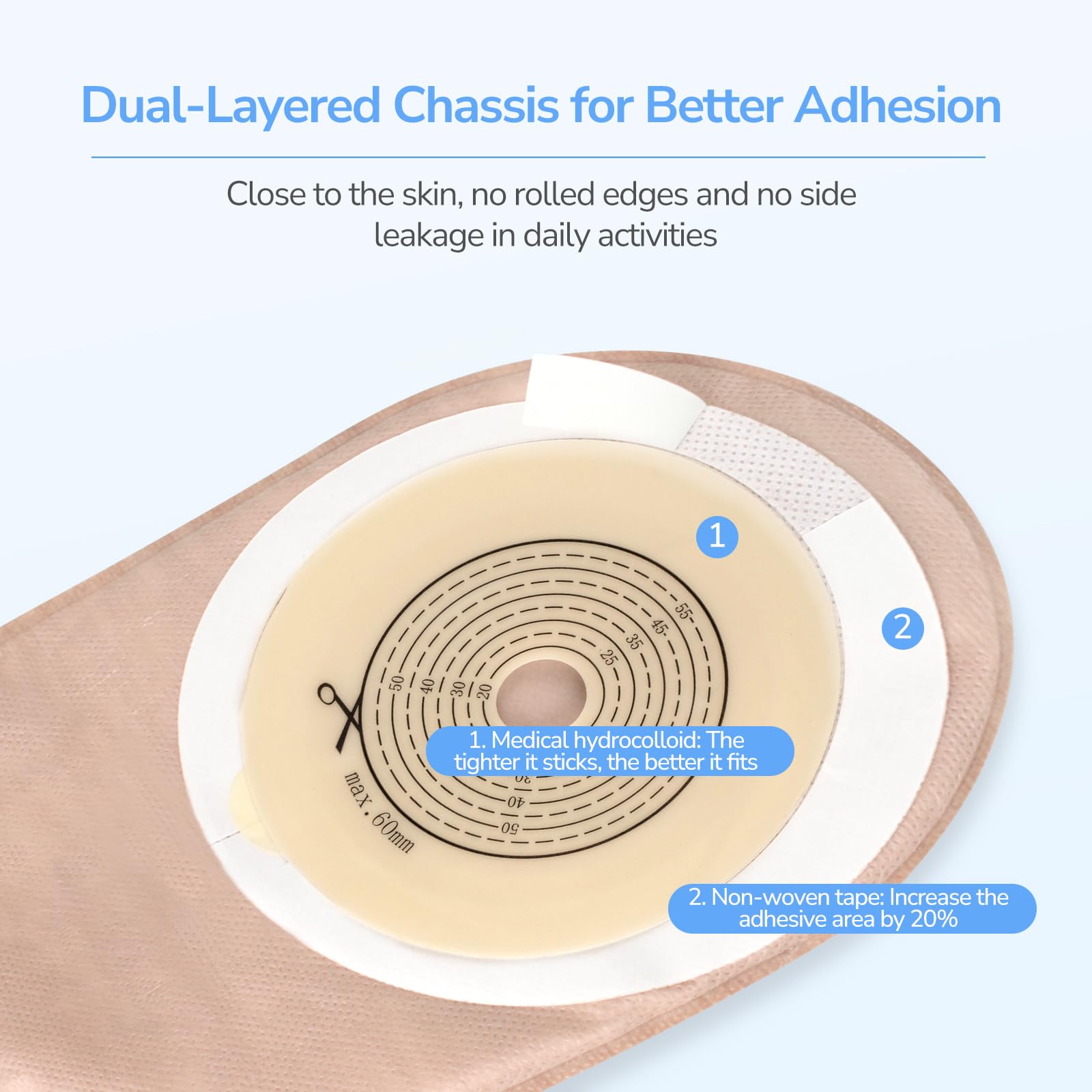 Heagimed stoma patches included for secure adhesion and comfort.