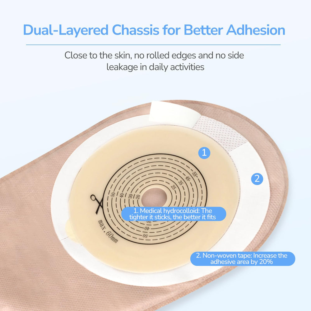 Heagimed stoma patches included for secure adhesion and comfort.