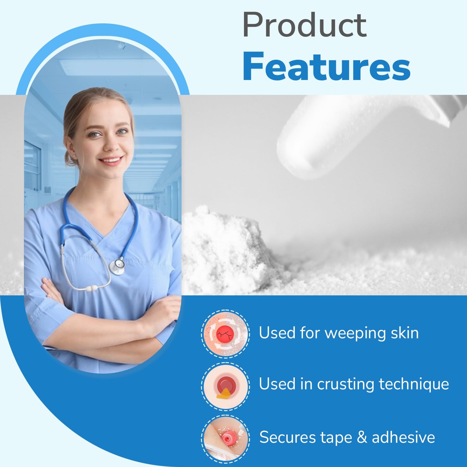 Heagimed stoma powder application demonstrates simple steps.