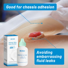 Compact packaging of Heagimed stoma powder for travel and daily ostomy care.