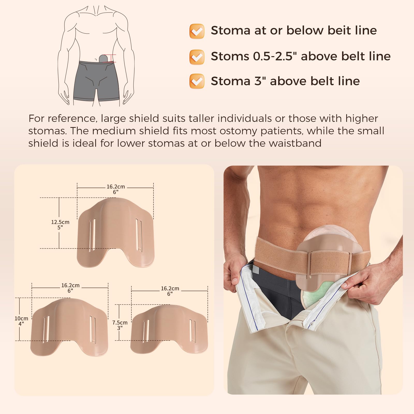 Heagimed Stoma Shield central channel guides output for smooth wear under clothing.
