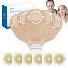 Heagimed two-piece ostomy bags with snap ring secure attachment.