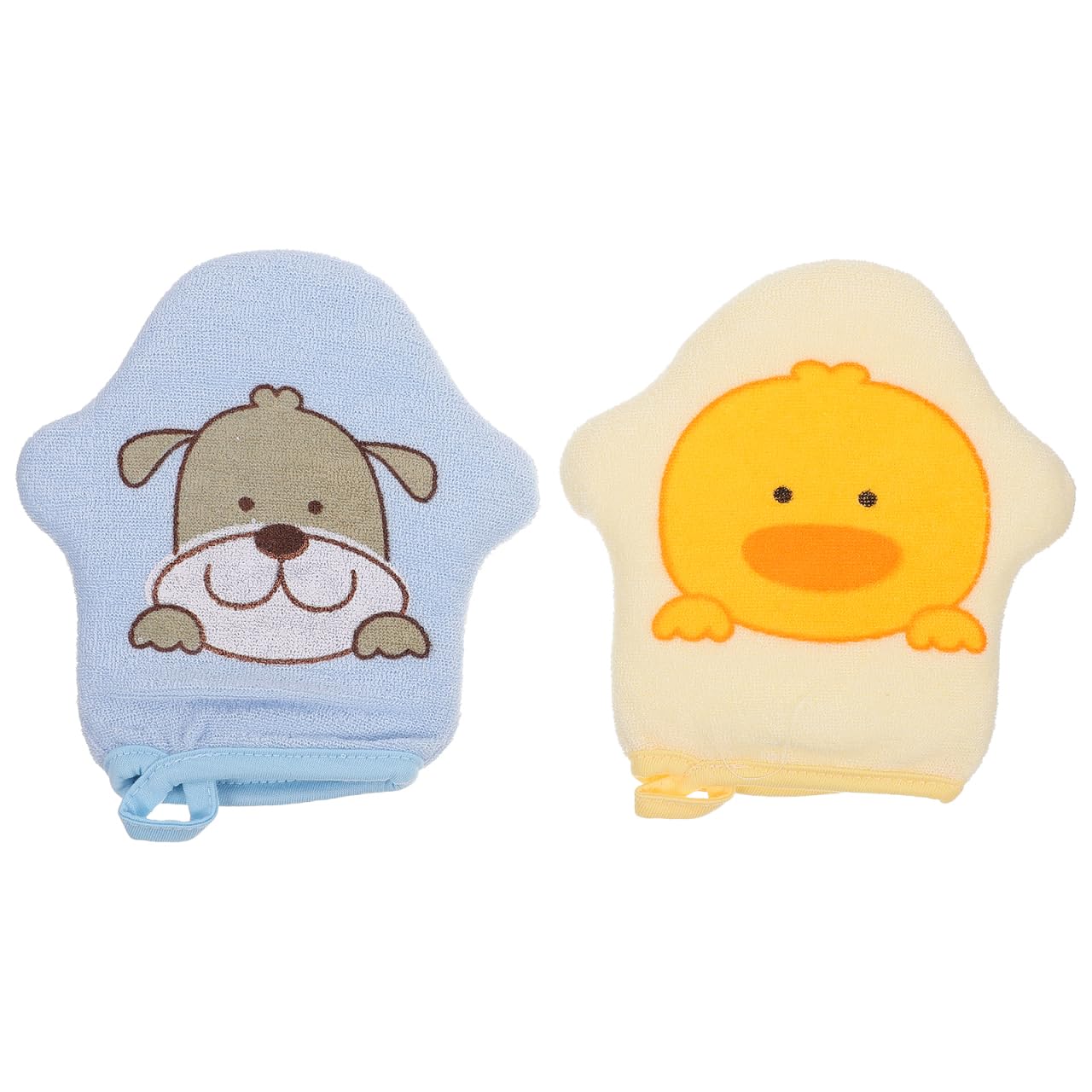 Healifty baby bath sponge mitt with duck design for gentle cleansing.