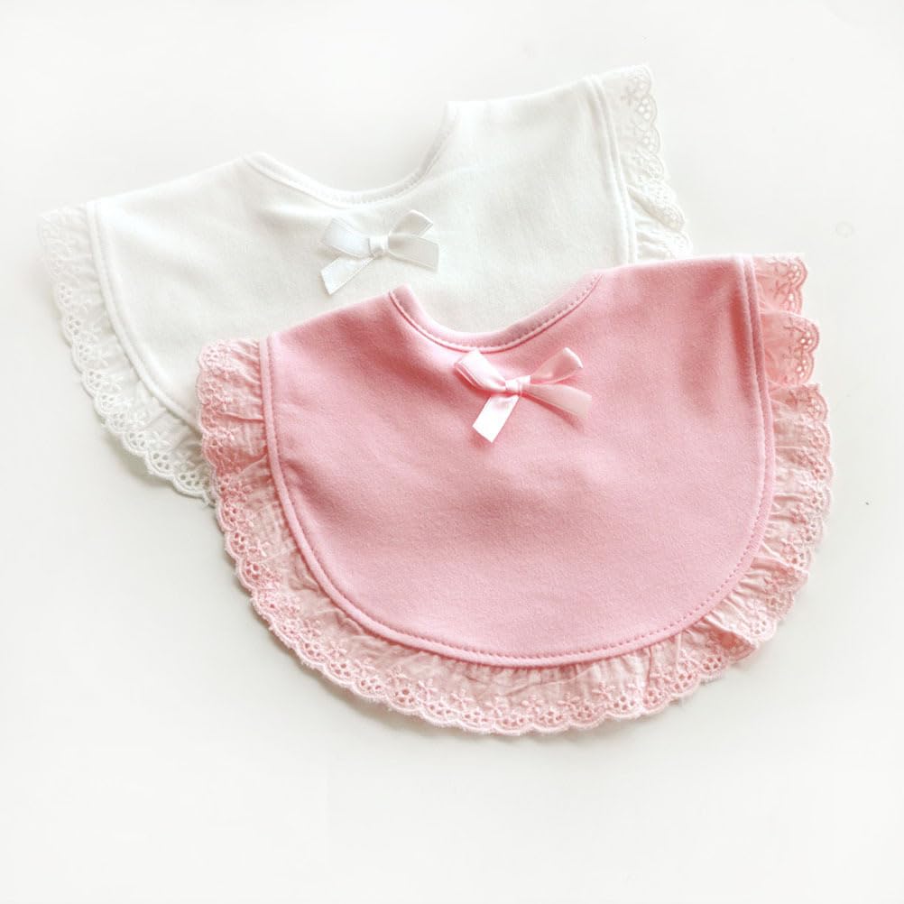 Healifty lace trim bib showcases elegant details for baby girls.