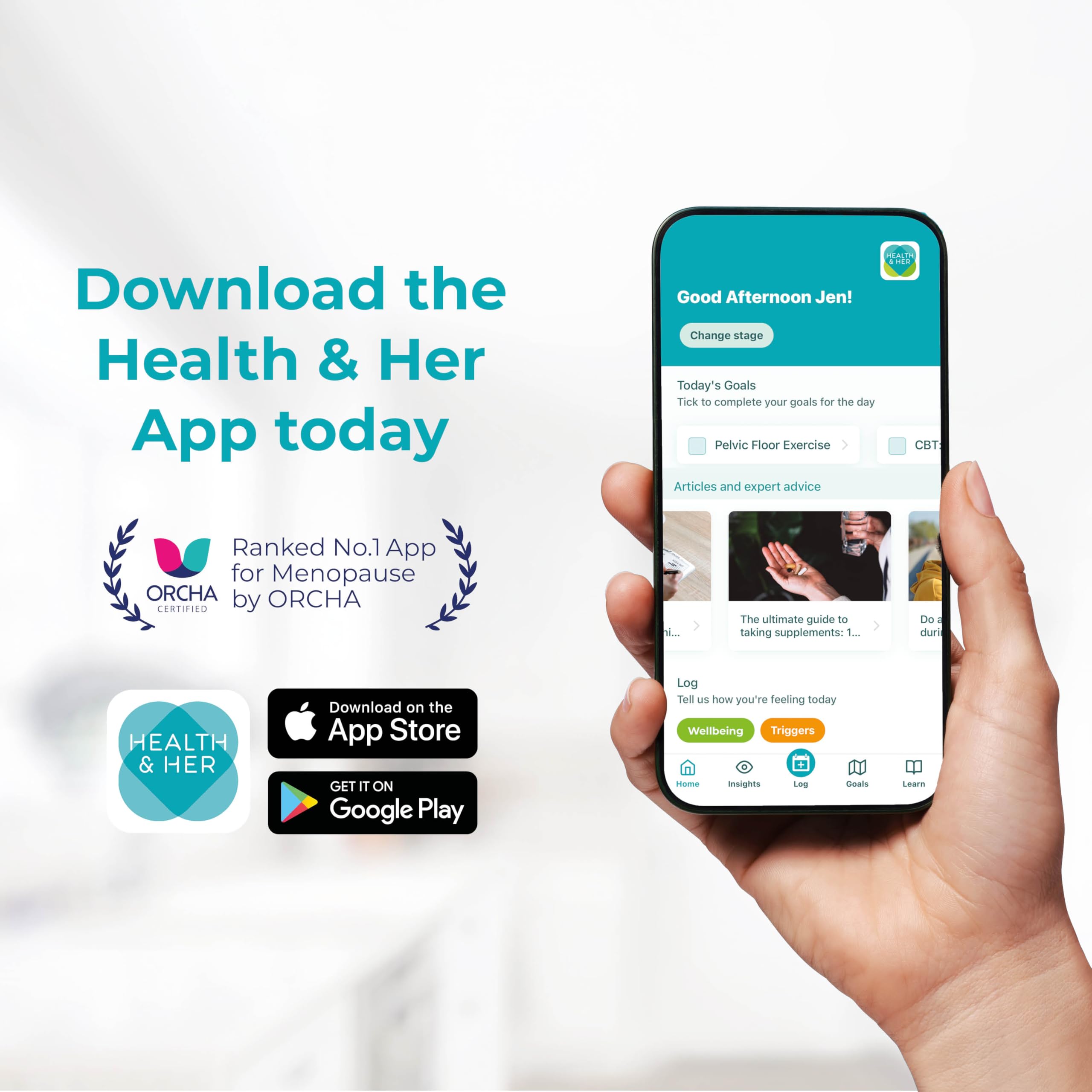 Health and Her daily use scene with easy-to-take tablets.