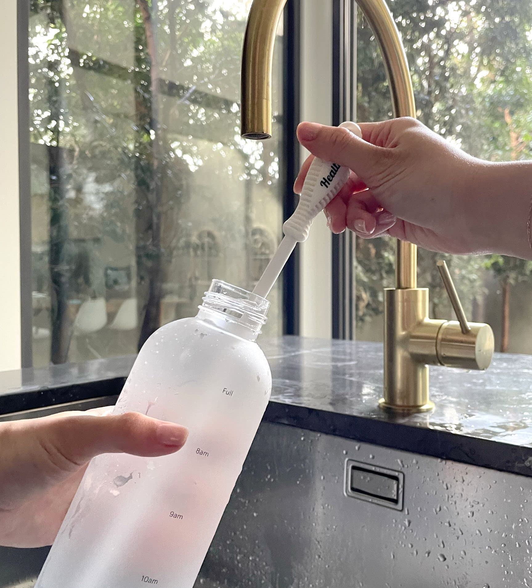 Healthish silicone bottle brush with durable bristles for thorough cleaning