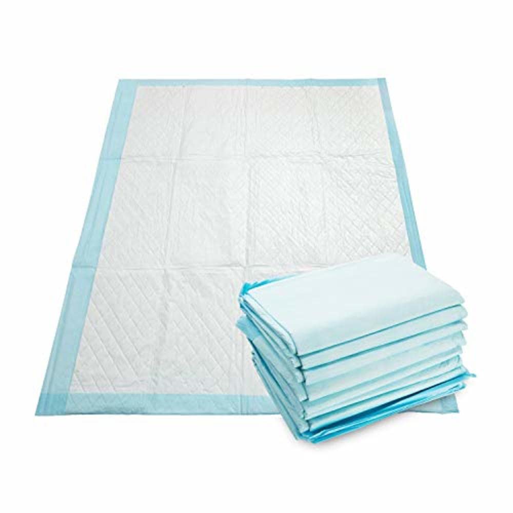 Healthline Chucks blue bed pad with 23x36 inch coverage for reliable absorption incontinence protection.