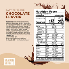 Healthy Heights Grow Daily chocolate shake glass for active kids.