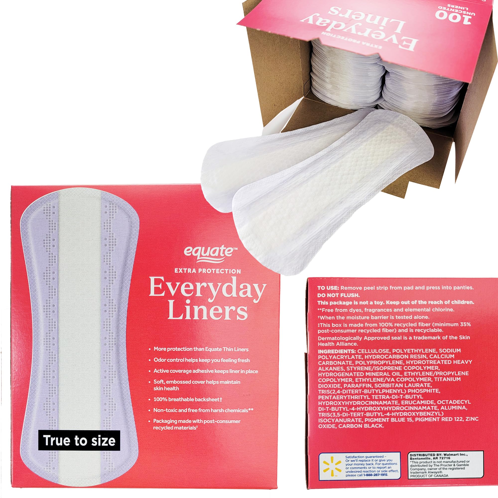 Healthy Surplus Equate Everyday Liners closeup highlights soft, breathable surface for comfort.