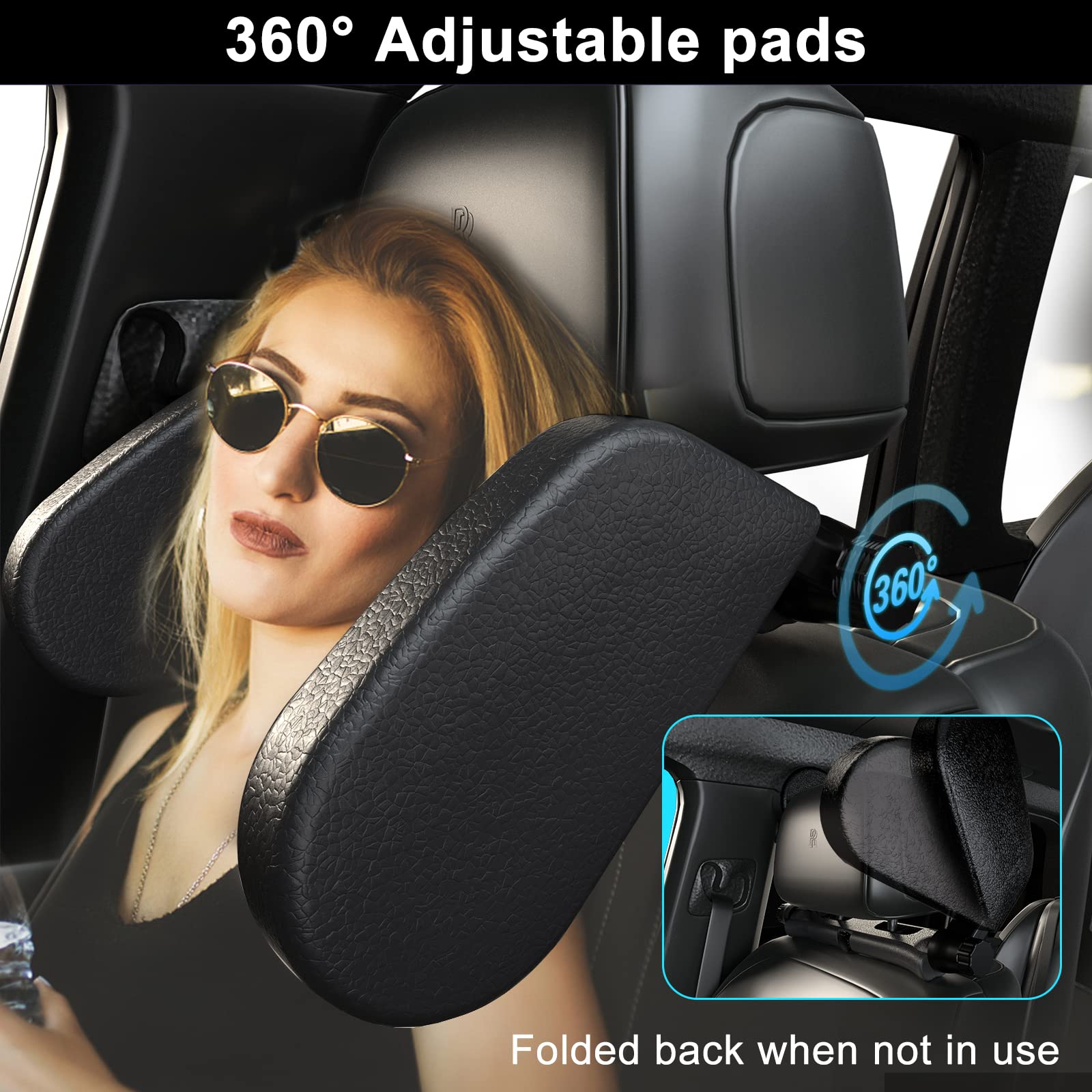 Heapany headrest pillow close-up with soft leather cover and foam.
