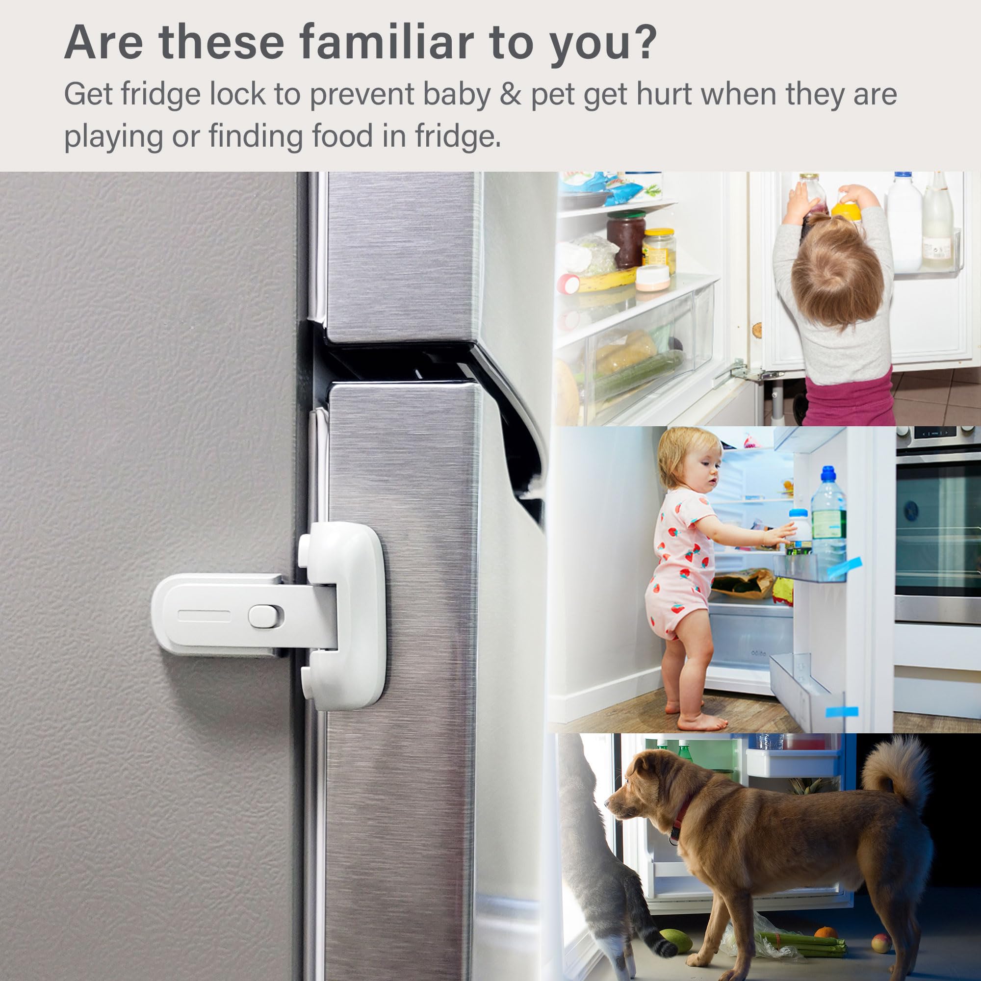 Heart of Tafiti two-pack fridge lock facilitates easy one-handed use for busy homes.