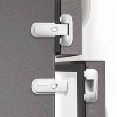 Heart of Tafiti fridge lock with adhesive tape keeps kids safe from fridge access.