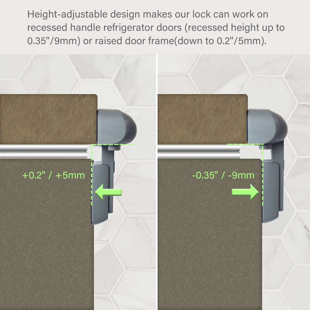 Heart of Tafiti fridge lock with adjustable head fits beveled surfaces