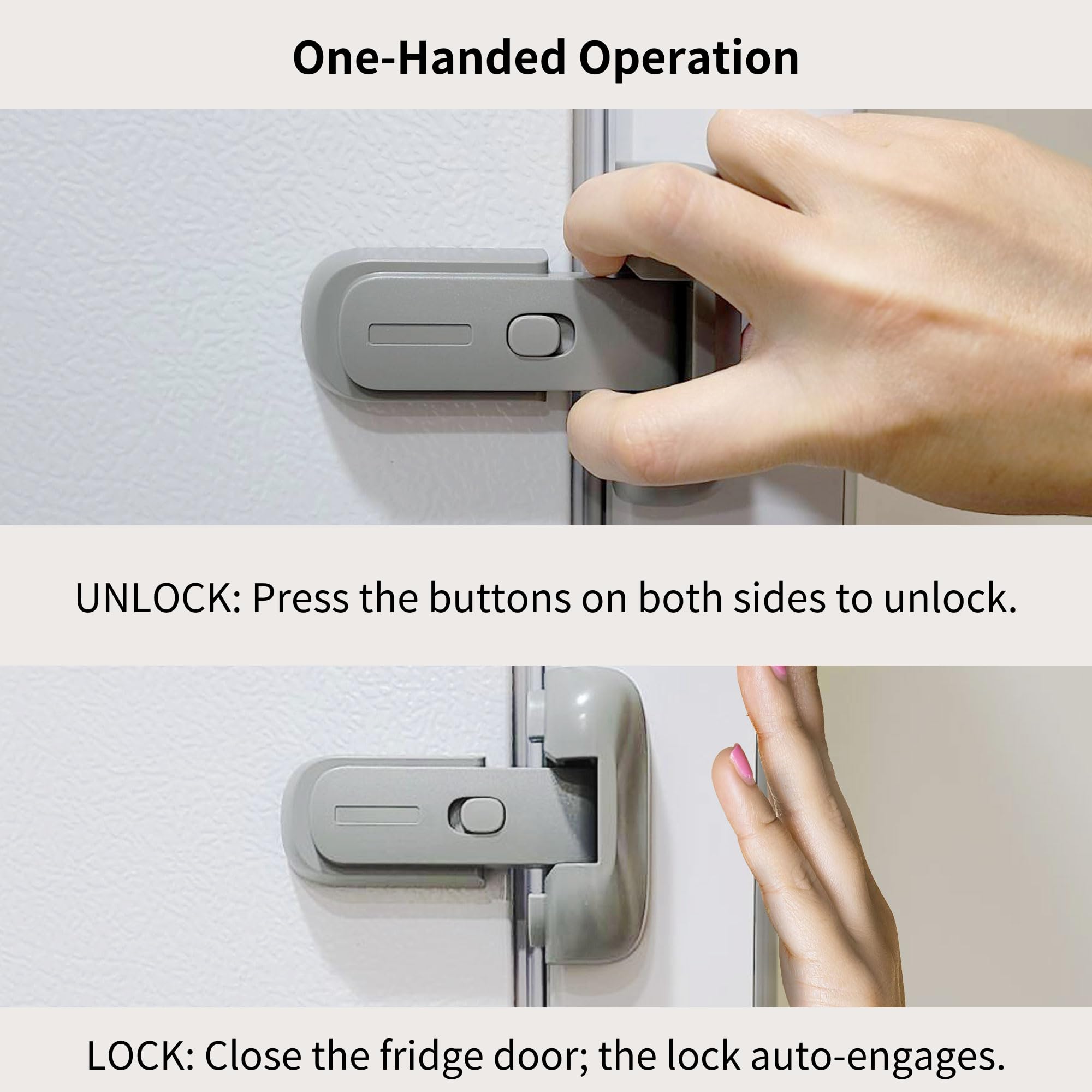 Heart of Tafiti fridge lock with strong adhesive installs without tools